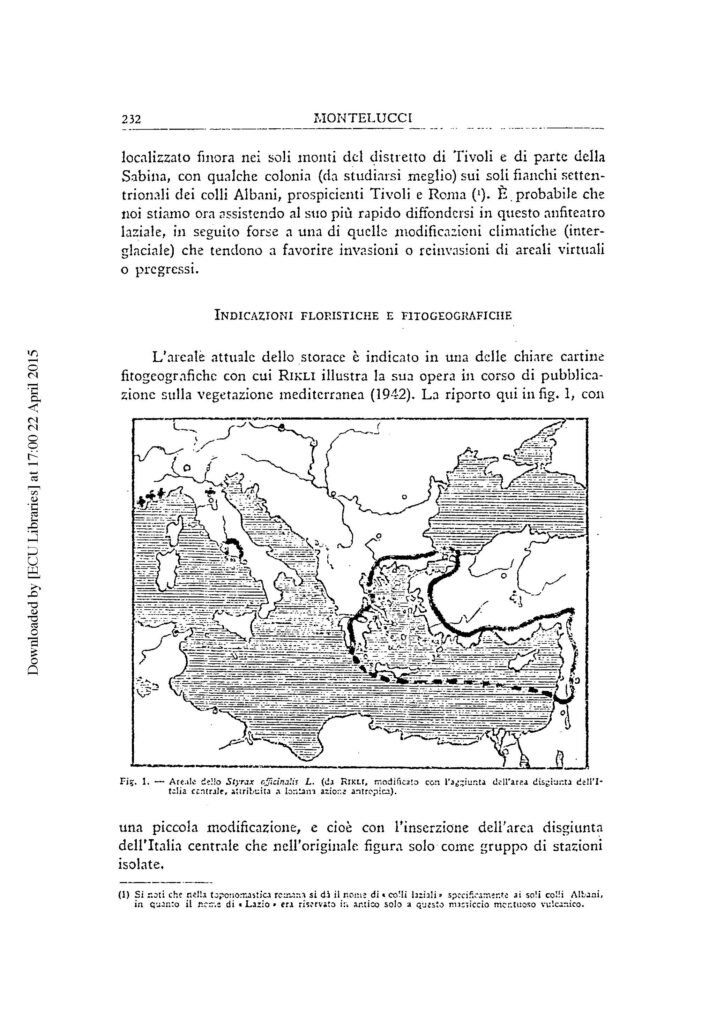 5. Areale dello Styrax o. riportato nell’articolo [2]