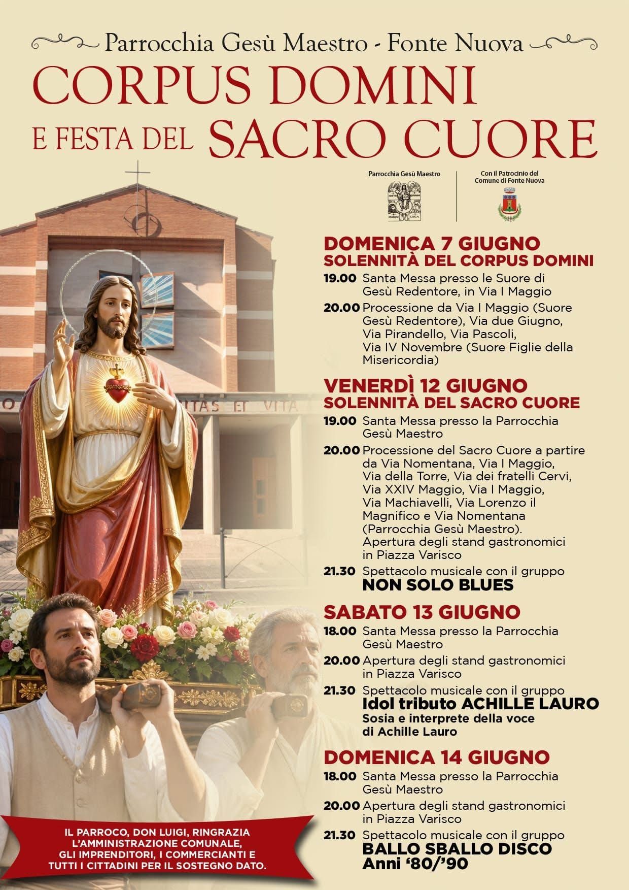 A Fonte Nuova la Festa del Sacro Cuore dal 7 al 14 giugno: stand gastronomici, spettacoli e tanto altro