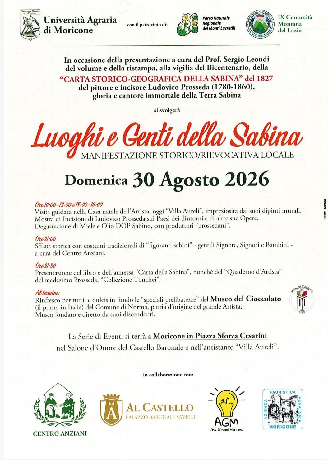 Moricone torna alle sue radici: il 30 agosto arriva “Luoghi e Genti della Sabina”