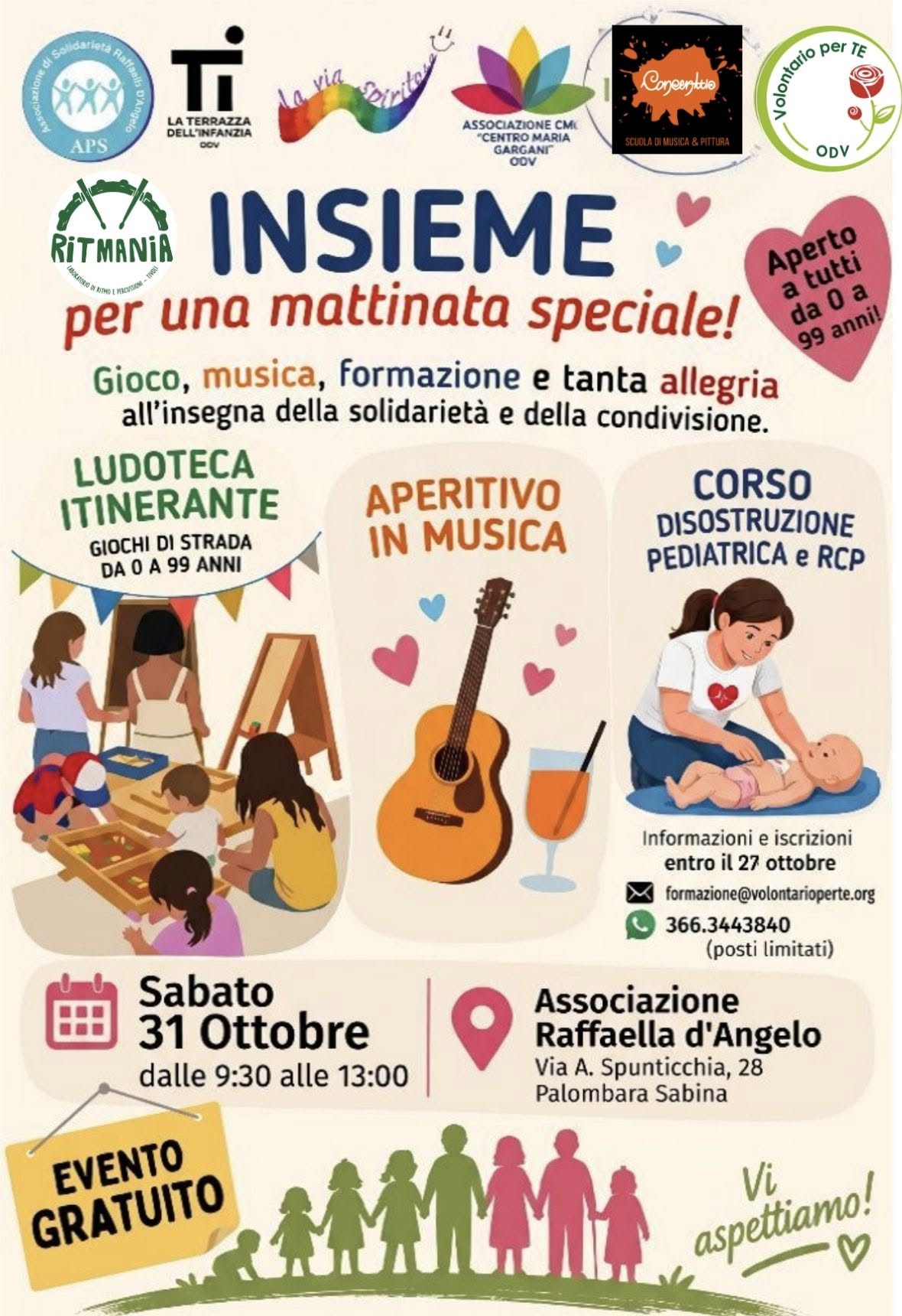 Palombara Sabina, giochi, musica e formazione: il 31 ottobre una mattinata aperta a tutti