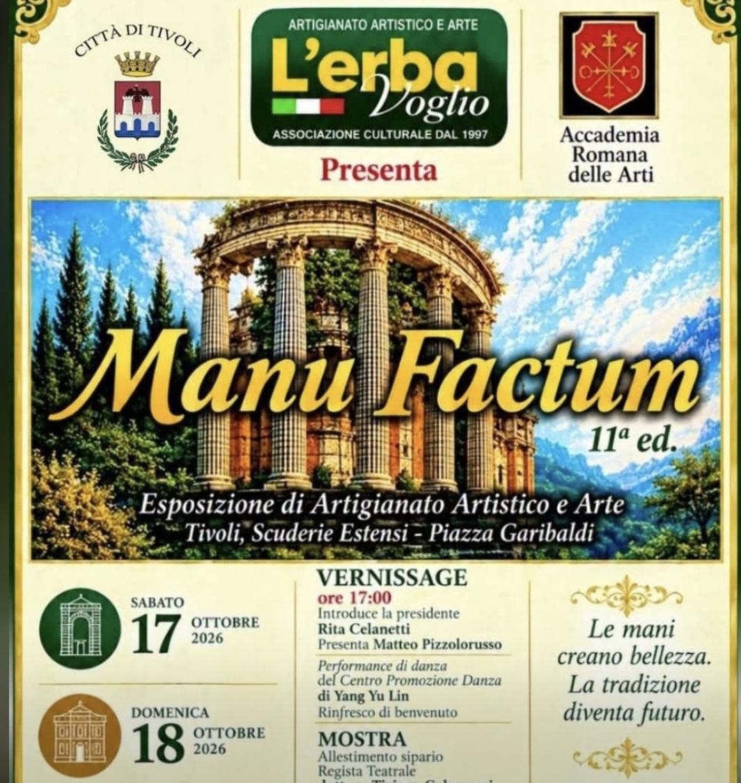 Tivoli, l’arte e l’artigianato protagonisti alle Scuderie Estensi: al via l’11ª edizione di “Manu Factum”.